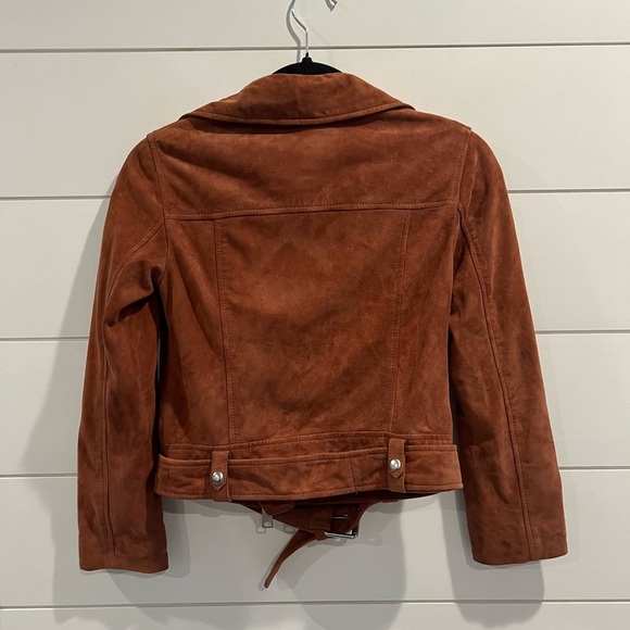 All Saints rose leather suede Cole biker jacket - Picture 8 of 8